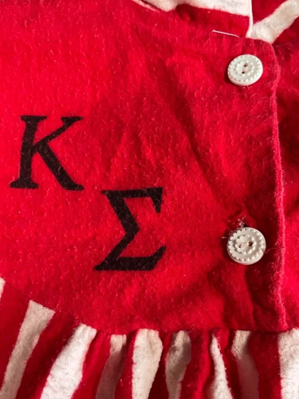 VTG Kappa Sigma Fraternity Mid Century Red White Pin Stripe Nightshirt Gown (L)